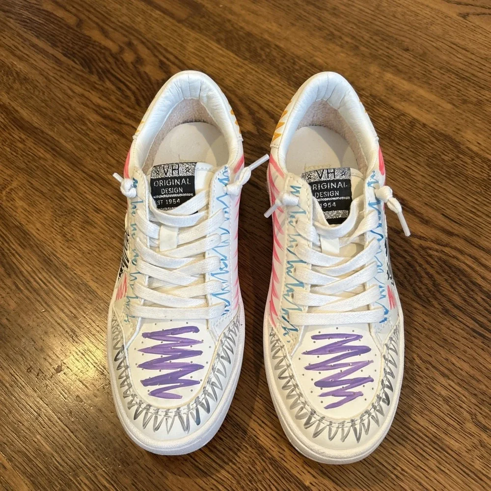 Women's Vintage Havana Multi Swirl colorful Leather low top Sneakers Size 6M